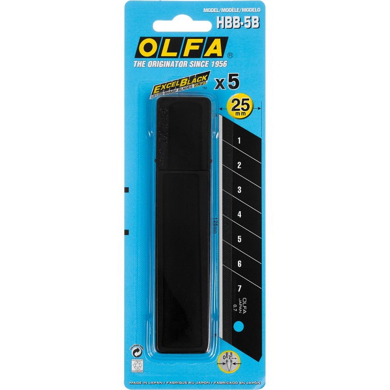 1ac482b1b6ea5be2c6da060c3b8a2649.jpg OLFA Лезвия сегментные отламывающиеся 25 х 0,7 мм, титановое покрытие (5 шт)