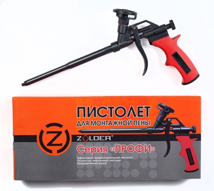 0a2614b3e3224e21f71dd901cc654009.jpg ZOLDER Пистолет для пены "Профи" красно-черная прорезиненная ручка 1/24