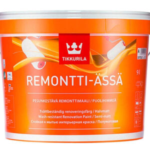 TIKKURILA Полуматовая стойка к мытью интерьерная краска Remontti-Assa A 9 л