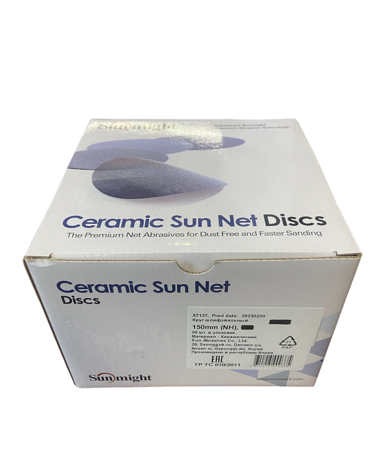 3b01d5e34bb832ebe8f5ac1fbcd4fe45.jpeg SUNMIGHT Шлифовальный круг SUN NET CERAMIC X713T 150 мм на липучке, сетка P80