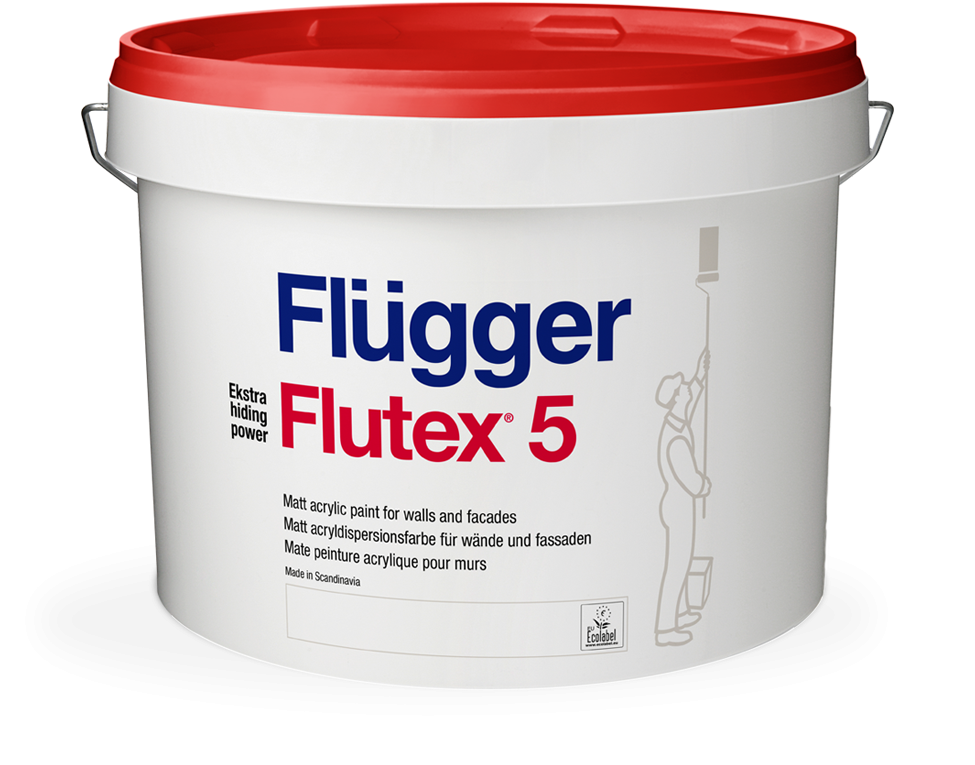 621b77ee3b439f84cf4c9aceb7bde546.png FLUGGER Краска Flutex 5 0,7 л база 1 для стен матовая акриловая с высокой кроющей способностью и отличной адгезией
