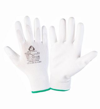 7cf1e58e7584e0b67dd5a480cbc947d6.png JETA SAFETY Защитные перчатки из полиэфирной пряжи c полиуретановым покрытием, цвет белый, размер XL