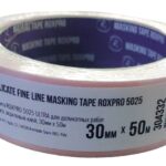 RoxelPro Малярная лента ROXPRO 5025 ULTRA для деликатных работ, рисовая бумага, акриловый клей, розовая 30мм х 50м